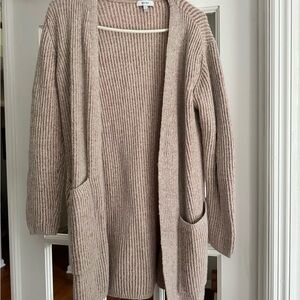 Reiss Taupe Ribbed Cardigan Sweater